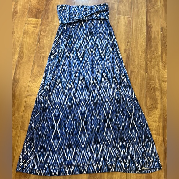 CYNTHIA ROWLEY💫 Women’s Blue/White Printed Fold Over Comfortable Dress/Skirt - Picture 4 of 9